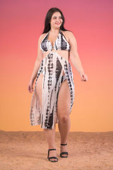 AXTZH 3-Piece Halter Swimwear Set with Cover-Up X9010-WHTPR-3PB