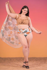 AXTZH 3-piece ruffle bikini swimwear X2502-BEGPR-3PH