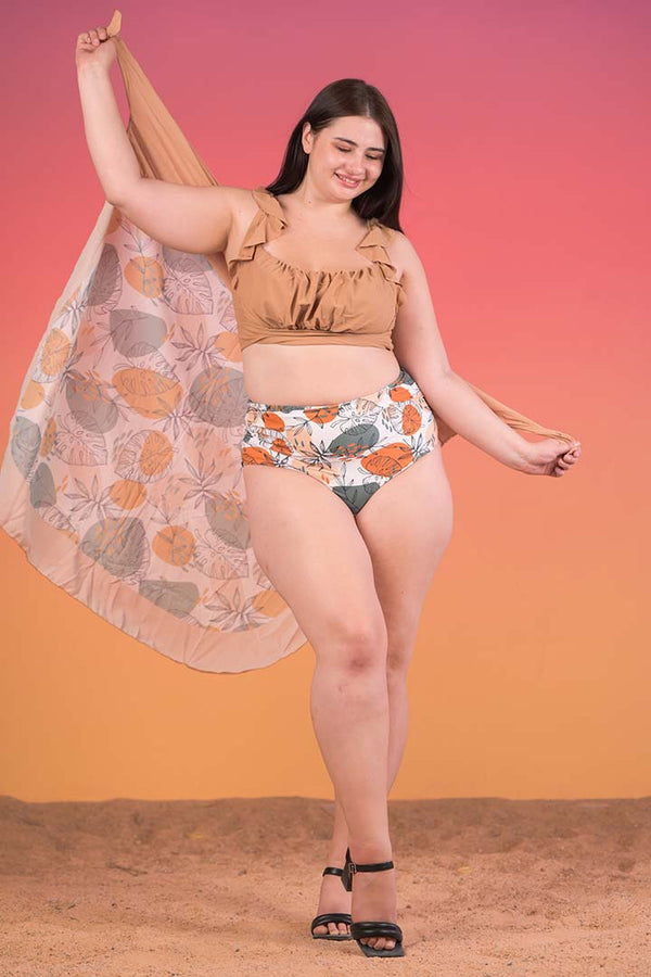 AXTZH 3-piece ruffle bikini swimwear X2502-BEGPR-3PH