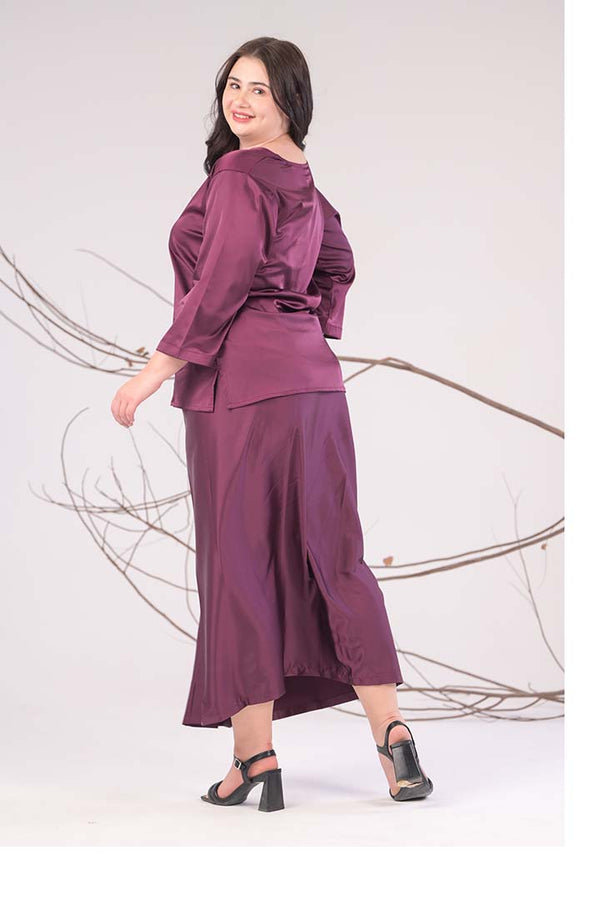 ANGELS NIGHTWEAR- 2-Piece Satin Nightwear Set AG0950-WINE-NIS