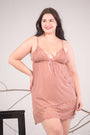 AXTZH Delicate One Piece Nightwear  with Charming Bow Accent X0851-APRICOT-F1L