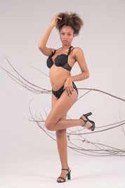 AXTZH Women’s Padded Bra – Stylish One-Piece with Defined Lift and Elegant Detailing AB0512-BLACK-DN102