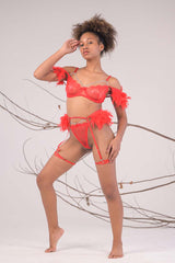 AXTZH Feather Me Not Bodysuit SBODYS0033-RED-EIO