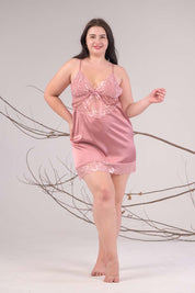 AXTZH 2-Piece Satin Nightwear Set with Robe X7651-ROSE-F11S