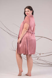 AXTZH 2-Piece Satin Nightwear Set with Robe X7651-ROSE-F11S