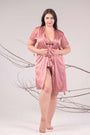 AXTZH 3-Piece Satin Nightwear Set with Robe X7662-ROSE-NSS3PS