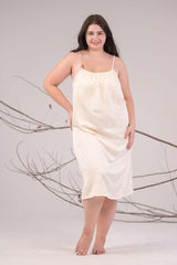 AXTZH Relaxed Fit Satin Midi Nightdress X5013-IVORY-F2S