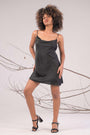 AXTZH Silky Cowl-Neck Nightdress X0502-BLACK-F1S
