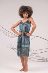 AXTZH 1-piece slip dress nightwear X2003-SGREEN-F1L