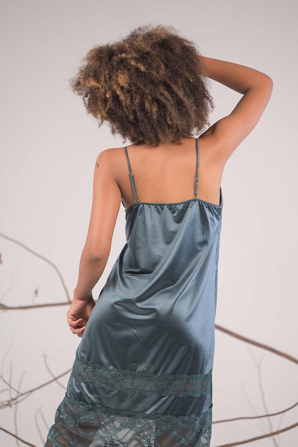 AXTZH 1-piece slip dress nightwear X2003-SGREEN-F1L