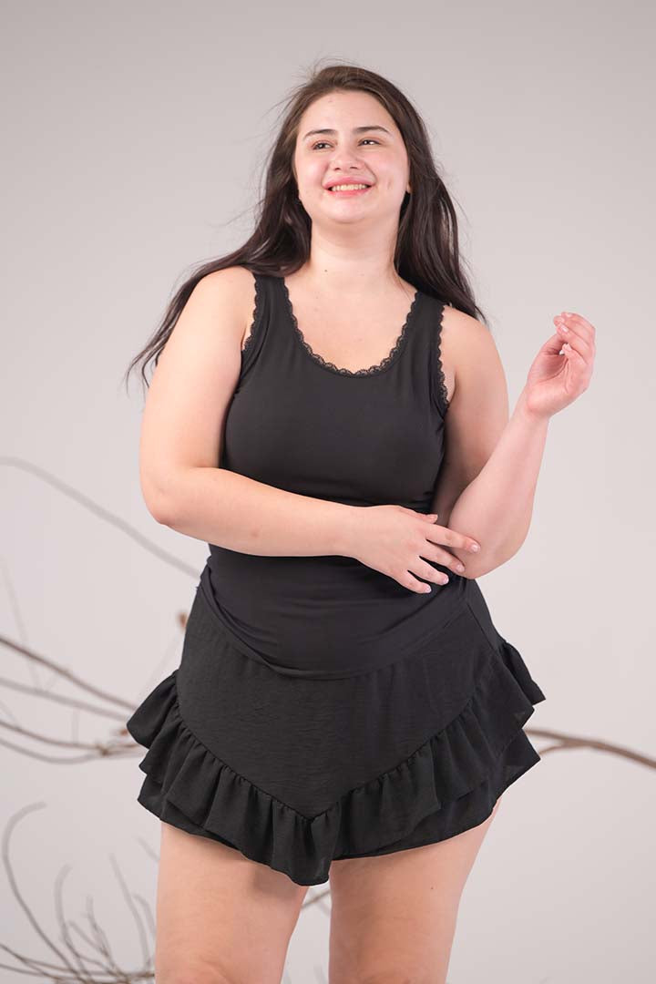 AXTZH Women's Ribbed Cami Top X0232-BLACK-G2MO