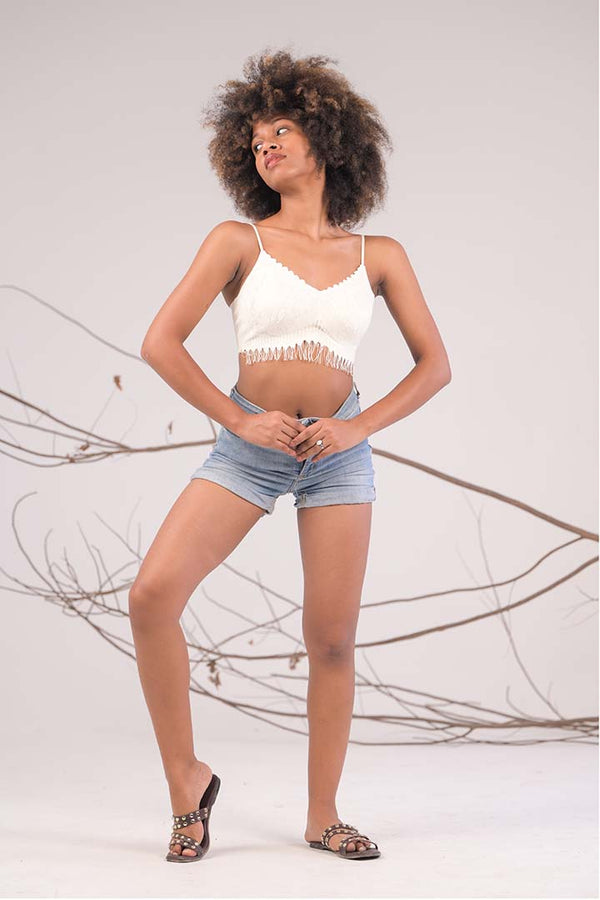 AXTZH Scallop Lace Stretch Bralette X8002-IVORY-CN014