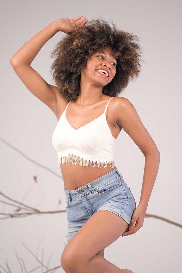 AXTZH Scallop Lace Stretch Bralette X8002-IVORY-CN014