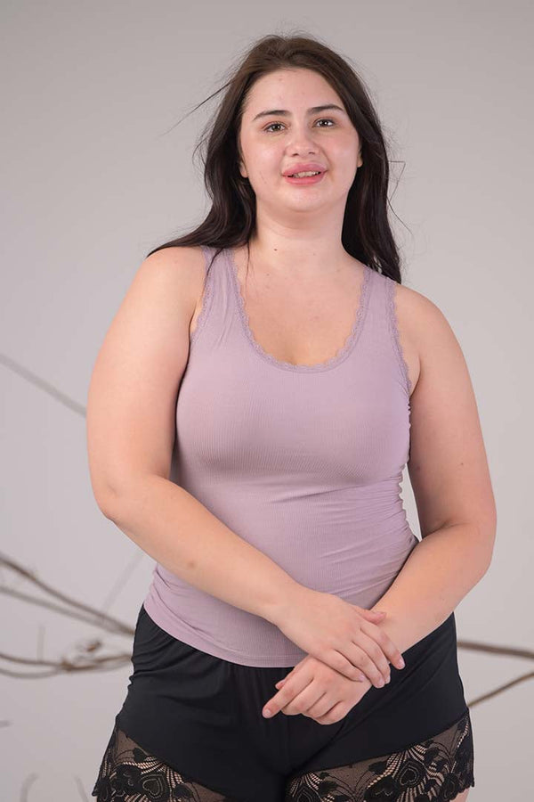 AXTZH Everyday Ribbed Camisole X0080-MAUVE-G2M0