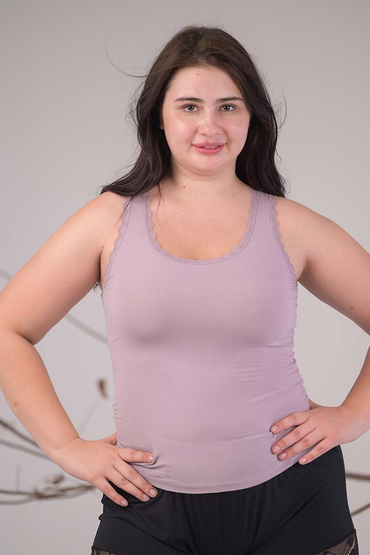 AXTZH Everyday Ribbed Camisole X0080-MAUVE-G2M0