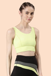 Enamor-E117 Longline Sports Bra – Solid | Scoop Neck Line High Impact Dry Fit Sports Bra