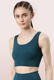 Enamor-E117 Longline Sports Bra – Solid | Scoop Neck Line High Impact Dry Fit Sports Bra