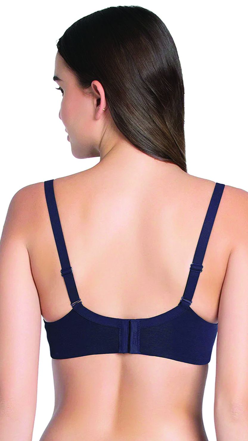 Amante Blue Cotton Padded Wirefree Extra Coverage Bra