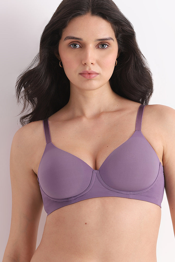 WACOAL BRA BI05H02 MG Cool Comfort Padded Non-wired 3/4th Cup Everyday Wear T-shirt Bra -Purple