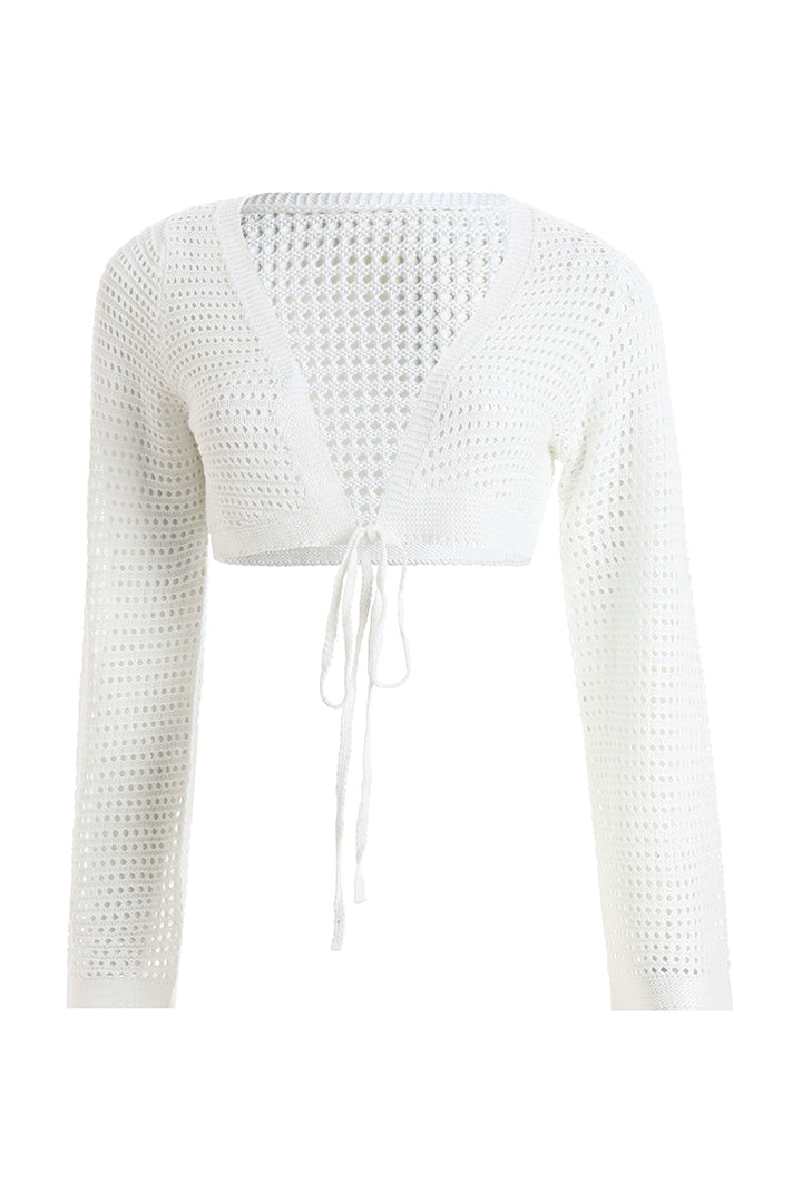 AXTZH Stylish Crochet Beachwear Set Offering Breezy Comfort and Alluring Appeal X4562-WHITE-BW2PF