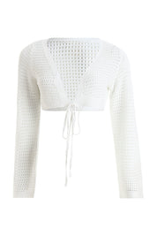 AXTZH Stylish Crochet Beachwear Set Offering Breezy Comfort and Alluring Appeal X4562-WHITE-BW2PF