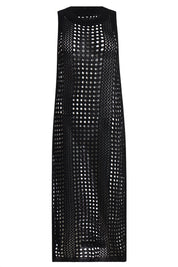 AXTZH Lightweight Sarong-Inspired Beachwear with Open Weave Detailing-X4033-BLACK-SNGB1