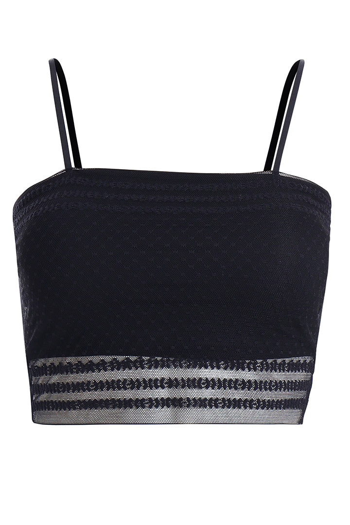 AXTZH Savvyy One-Piece Bralette Bra for Women with Sheer Detailing and Sleek Comfort Fit-X8055-BLACK-CN122