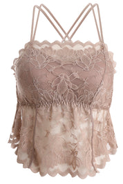 AXTZH Feminine Bralette for Women Featuring Satin Cups and Floral Lace Finish-X5113RWOOD-CN124