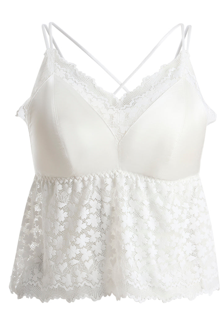 AXTZH Lace Bralette for Women Featuring Elegant Sheer Floral Overlay and Soft Support-X3154-WHITE-CN124