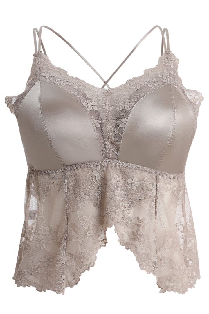 AXTZH Feminine Bralette for Women Featuring Satin Cups and Floral Lace Finish-X5106-FF-CN124