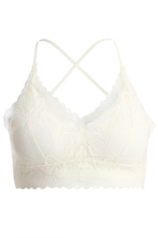 AXTZH Feminine Bralette Featuring Sheer Lace Accents and Lightweight Comfort-X5144-IVORY-CN114