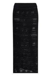 AXTZ Women’s 2-Piece Crochet Beachwear Set Featuring Sleeveless Top and Flowing Maxi Skirt-X2435-BLACK-BW2PF