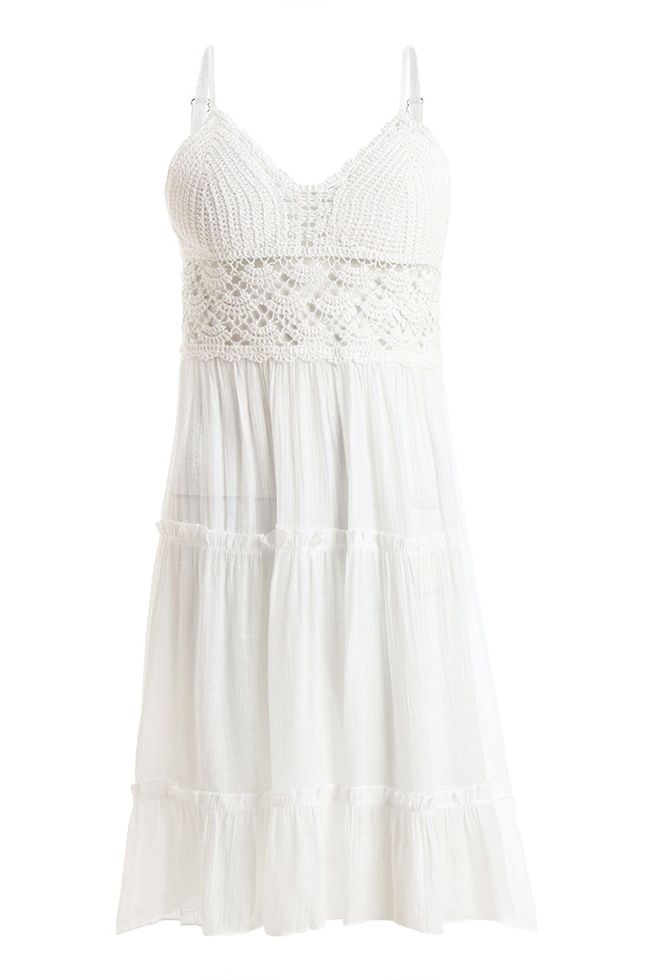 AXTZH Elegant Sarong-Inspired Cover-Up Dress Designed for Beachside Glamour and Comfort-X1081-WHITE-SNGA1