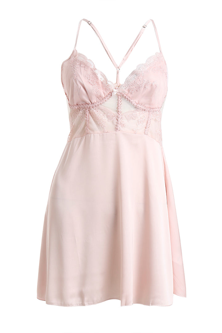 AXTZH Stylish Lace Nightwear with Soft Fabric and Relaxed Flow for Nighttime Elegance X0908-BLUSH-F1S