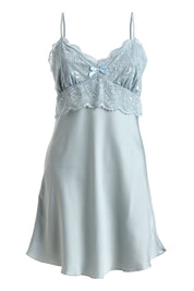 AXTZH Elegant One-Piece Nightwear for Women with Lace Accents and Delicate Detailing  X3606-SBLUE-F1S