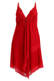 AXTZH Women’s Nightwear with Lace Accents and Soft Flowing Silhouette X3489-RED-F1M