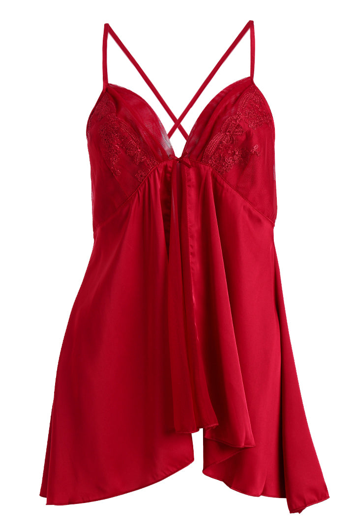 AXTZH Nightwear Nightwear Stylish Short Nightdress Designed for Comfort, Elegance, and a Feminine Touch X3191-SCARLET-SF1S