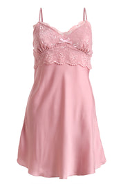 AXTZH Elegant One-Piece Nightwear for Women with Lace Accents and Delicate Detailing X3606-ROSE-F1S