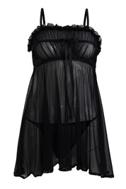 AXTZH Romantic Sheer Lingerie Nightwear for Women with Flowing Silhouette X8233-BLACK-F1N