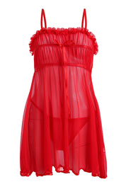 AXTZH Romantic Sheer Lingerie Nightwear for Women with Flowing Silhouette X8233-RED-F1N