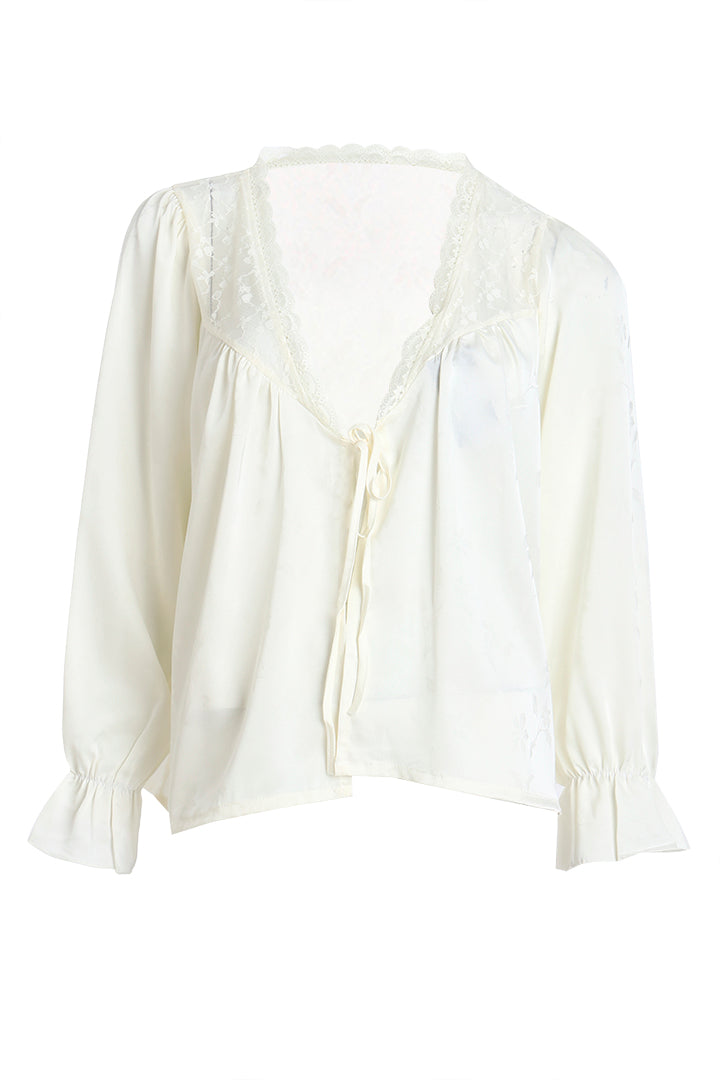 AXTZH Timeless Three-Piece Nightwear Set with Robe, Lace Accents, and Relaxed Fit for Everyday Luxury X0903-IVORY-NSL3PS