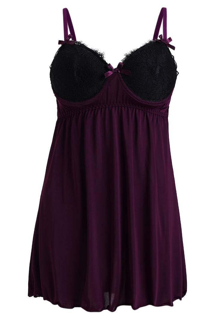 AXTZH Stylish Nightwear Duo with Flowing Outer Robe and Comfortable Inner Slip Dress X3233-MULBERRY-F11M