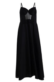 AXTZH Sophisticated and Alluring Nightwear Ensemble Featuring a Full-Length Gown with Sheer Accents X5101-BLACK-F22S
