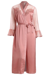 AXTZH Graceful Two-Piece Women’s Nightwear Set with Sheer Sleeves and Embroidered Detailing X2168-BLUSH-F12S