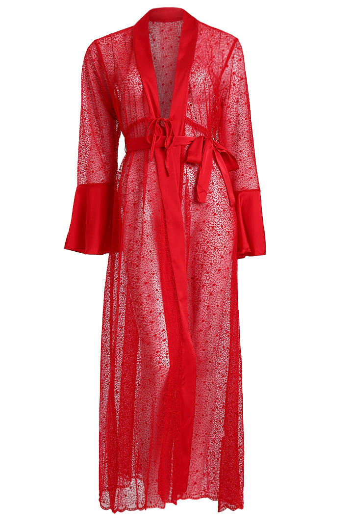 AXTZH Three-Piece Nightwear Set Blending Sheer Elegance, Comfort, and Sophistication for Women X3011-CRIMSON-F12S