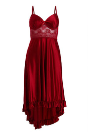 AXTZH Elegant Two-Piece Nightwear Set with Flowing Robe and Matching Inner Slip for Women X3052-SCARLET-F22M