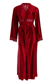 AXTZH Elegant Two-Piece Nightwear Set with Flowing Robe and Matching Inner Slip for Women X3052-SCARLET-F22M
