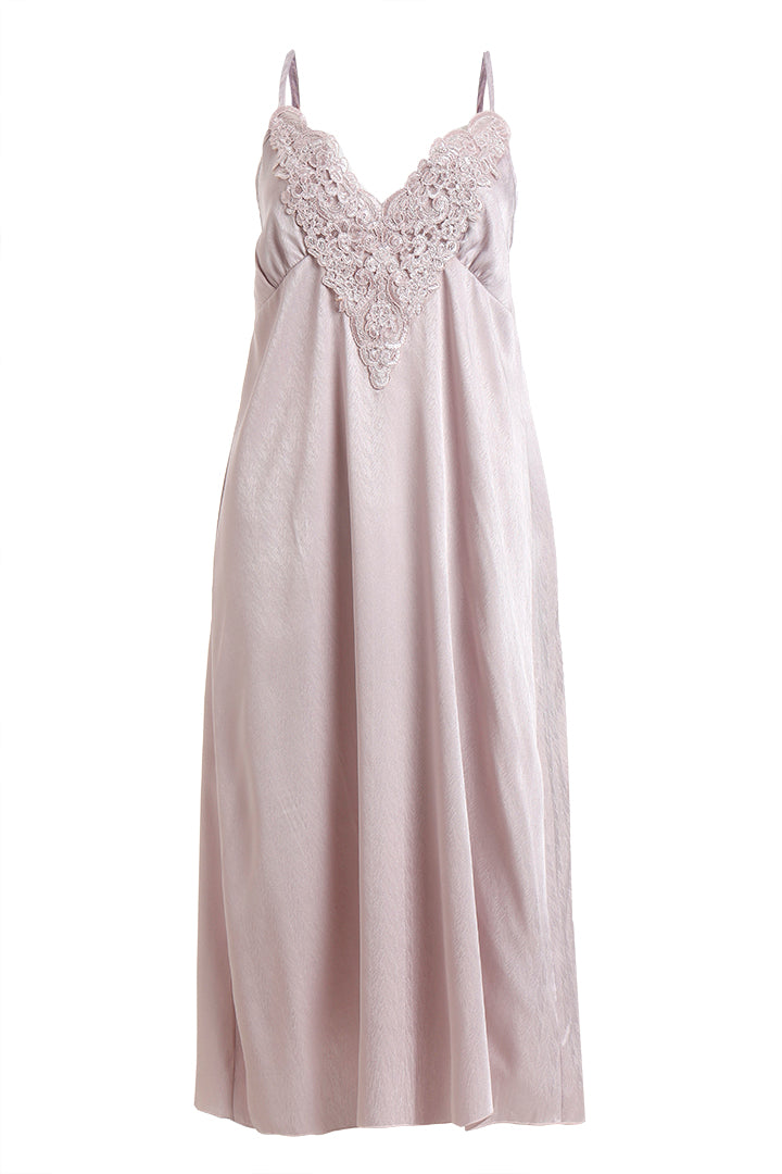 AXTZH Romantic Two-Piece Nightwear Set with Delicate Lace Sleeves and Slip X8801-BLUSH-F22S