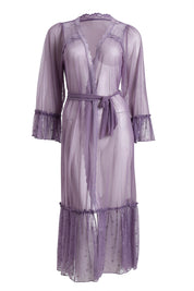 AXTZH Luxurious Women’s Nightwear Ensemble Featuring Long Robe and Inner Slip X0310-MAUVE-F22MO