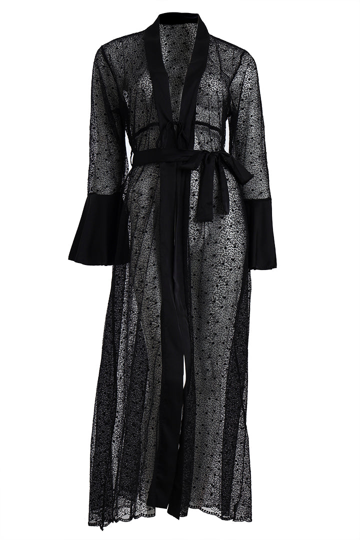 AXTZH Three-Piece Nightwear Set Blending Sheer Elegance, Comfort, and Sophistication for Women X3011-BLACK-F12S
